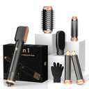 6 in ONE Hair Dryer Brush, Blow Dryer Curling Wand Hair Styling Tools Set, Ionic Hot Air Massage Oval Blowout Hair Dryer, Left&Right Hair Styler