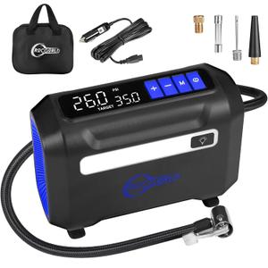 ROCGORLD R8 Tire Inflator Portable Air Compressor, DC 12V Air Compressor Portable with Large Dual Digital Screen, 3X Faster Inflation Air Pump for Car, Bike, Ball, Motor (Blue)