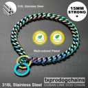 Dog Chain Collars for Dogs Chew Proof Dog Collar, 15mm Thick Color Chain Dog Collar Heavy Duty Stainless Steel Metal Cuban Link Dog Collar for Small Medium Large Dogs (10" ( for Head Circumference 8" to 9.5"))