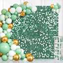 Shimmer Wall Backdrop for Party - 24 Pcs Square Sequin Wall Panels Emerald Green Christmas Backdrop Wall Decor for Birthday Decorations Wedding Bachelorette Party (6ftx4ft)