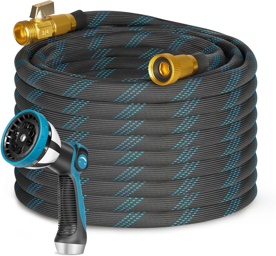 Garden Hose 100ft Flexible Water Hose with 10 Function Sprayer Leak-proof Lightweight Non-Expanding Water Pipe with Solid Fittings for YardRV (100FT)