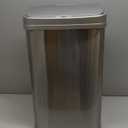 Ninestars Automatic Touchless Motion Sensor Rectangular Trash Can 13.2 Gallons, 50L, Silver, 13 Gal. 50 L, Silver Trim
