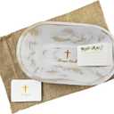 Fight Club Wood Prayer Dough Bowl, congregation gifts Christian Easter and Christmas Cross Religious Gifts,Farmhouse Decor Rustic with 24 Blessing Prayer Cards with Linen Bag 9.5x6x2.5 (1 set)