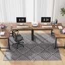 Blue&Black Checkered Diamond-Pattern Computer Chair Mat for Hardwood, 60" x 75"Office Mat for Hardwood Floor with Non-Slip Back, HeavyDuty Office Chair Rug for Hardfloor,LowPlie Carpet Floor Protector