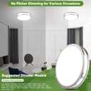 36W LED Ceiling Lights 3600lm Super Bright, Dimmable Flush Mount Light Fixtures 6500K/5000K/4000K/3000K/2700K Adjusted Modern Ceiling Lights 2PACK, 13 Inch Ceiling Lamps for Bedroom Kitchen, Nickle