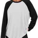 ATHMILE Women Oversized Long Sleeve Shirt 2026 Fall Winter Casual Basics Top Loose Fit Tee Fashion Cute Clothes White Black, Medium