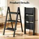 HBTower 3 Step Ladder, Lightweight Aluminum Folding Step Stool, Step Stool Foldable with Wide Anti-Slip Pedal, 330lbs Capacity for Home and Kitchen, Black