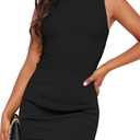 ZESICA Women's 2025 Summer Double Lined Mini Bodycon Dress Trendy Fashion Sleeveless Slim Fit Short Dresses (Black, Medium)