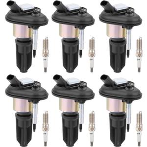 Set of 6 Ignition Coils Pack UF303 and Iridium Spark Plug 3811 compatible with Chevy Isuzu GMC Hummer Buick Oldsmobile Saab Trailblazer Envoy Rainer Colorado Canyon Ascender i-280 i-290