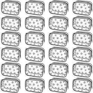 Kacctyen 24 Pcs Soccer Clear Makeup Bag with Zipper Bulk Sport Goodie Clear PVC Pouch Organizer Waterproof Travel Case for Woman Team Gifts Birthday Decorations Supplies