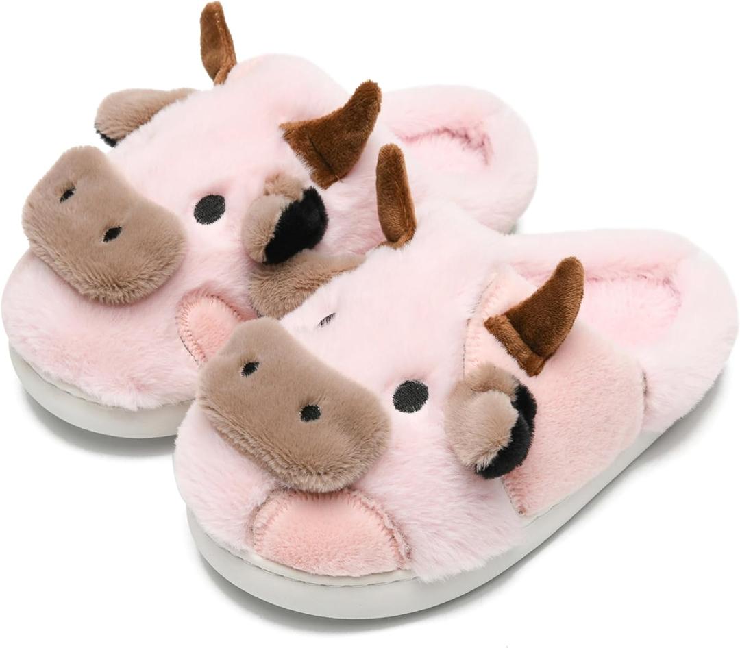 Cow Slippers Toddler Slippers Kids Slippers Boys Girls Soft Non-Slip slippers Memory Foam Toddler House Shoes Kawaii Bedroom Pillow Cloud Slippers for kids (6-7 Toddler, Pink)