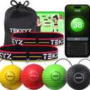 TEKXYZ® Reflex Ball Family Pack with Counter App | Online Community for Boxing Ball, Ideal for Coordination, Punching, Stress Relief, Home Workouts & Fitness | Stocking Stuffer Gift for All Ages