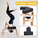 Yoga Headstand Bench, Yoga Inversion Chair, Headstand Trainer with Wood Frame and Pu Pad,Stand Yoga Chair Stress Relief, Balance Training, Body Shaping, Load Capacity 300 Pounds