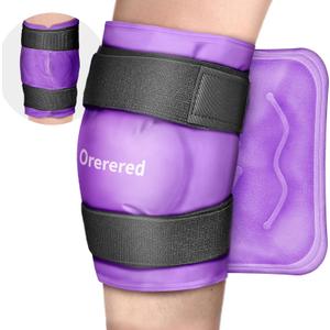 2 x Reusable Cold Ice Packs for Injuries, 3-Piece Set Cold Gel Ice Wrap for Injury Recovery, Alleviate Joint and Muscle Pain (Knee Ice Wrap-Purple)