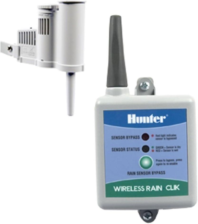 Hunter Rain Clik WRCLIK Wireless Rain Sensor System, Automatic Shutoff for Sprinkler Controllers, Mounts Easily to Gutter or Wall, Compatible with Most Irrigation Controllers