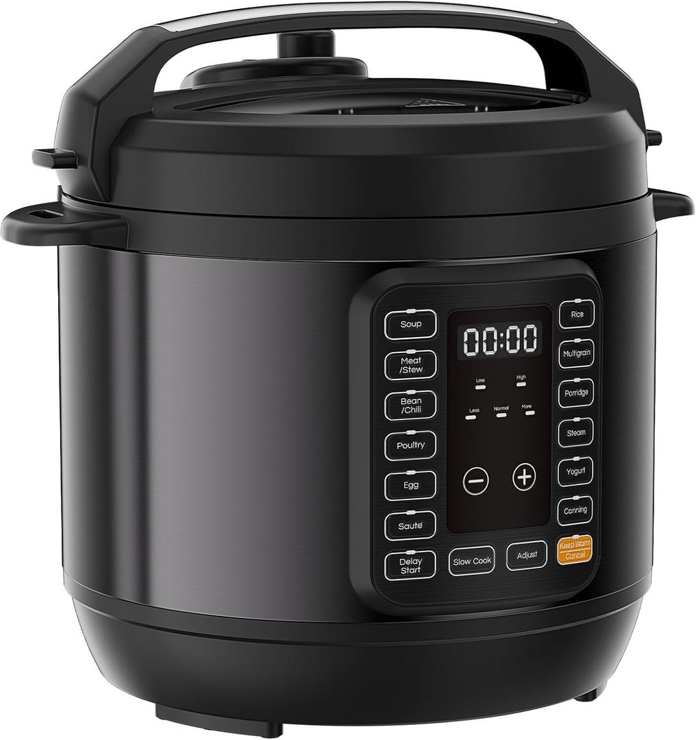 Sweetcrispy 16-in-1 Electric Pressure Cooker 6QT, 12-Preset Multi Cookers with Ceramic Pot, Slow Cook Rice Steamer Saut Soup Yogurt Maker and More, Recipe Book