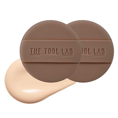 THE TOOL LAB Long-lasting Tension Puff (Glow type, Round) - Korean Olive Young Makeup Puff Sponge for Liquid Foundation Cushion Shading Blusher, 100% Pure Rubycell for Moisturizing Fitting - 2.1 inch
