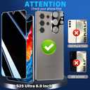 3 Pack Privacy Screen Protector for Samsung Galaxy s25 ultra Tempered Glass + 2 Pack Camera Lens Protector, True 25Anti Spy, Military Grade Shatterproof, 9H+ Hardness, Auto Alignment Frame 6.9"