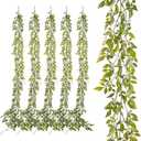 6 Pack 5.57ft Artificial Greenery Garland for Table, Faux Willow Leaf Garland for Room Decor, Green Garlands for Decoration, Fake Vines Hanging Plants for Home Bedroom Wall Wedding Decor-043