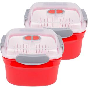3pc Microwave Cookware Steamers (2 pack) - Reusable Food Container, Removable Strainer and Locking Steam Vent Lid- BPA Free, Fridge and Freezer Safe | 1.3 Liters - Perfect for Vegetables, Pasta, Egg