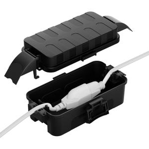 Flemoon Small Outdoor Electrical Box Waterproof w/Detachable Shield Covers, IP55 Extension Cord Cover for Plug, Outlet, Holiday Lights, Weatherproof Connection Box(Inner 5.9 x 3.2 x 1.8inch), Black