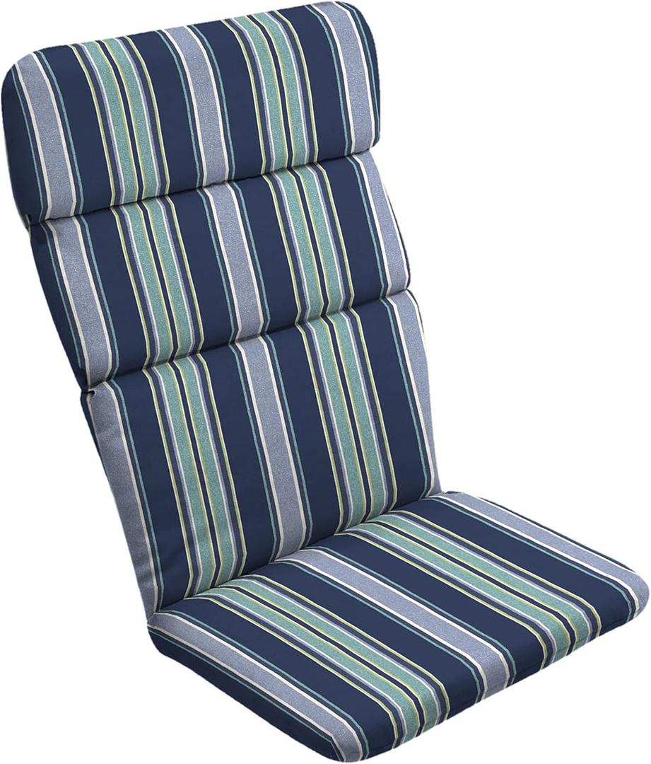 Arden Outdoor Adirondack or Rocking Chair Cushion, 20 x 17, Rain-Proof, Fade Resistant 17 x 20, Sapphire Aurora Blue Stripe