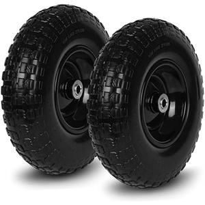 Taifa 2 PCS 13 Inch Rubber Solid Flat Free Replacement Tires and Wheels 4.00-6 with 5/8'' Axle Bore Hole, Air Less Wheel for Wheelbarrow/Wagon/Hand Truck/Trolley/Garden Scooter etc.