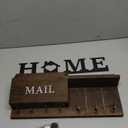 Key and Mail Holder for Wall, Farmhouse Mail and Key Organizer, Wood Mail Sorter with 7 Key Hooks for Doorway Entryway Hallway, Brown