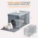 MEEXPAWS Cat Litter Box Enclosure Furniture Odor Control, Extra Large | XXL Hidden Cat Litter Box Bench Ottoman, Storage Cabinet Dog Proof, Waterproof Inside, Easy Clean, Easy Assembly, Grey XXL L35.4'' x W19.7'' x H19.7''