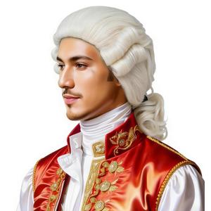 Men's Colonial Wig -18th Century Judge & George Washington Cosplay Wig with Curly Ponytail for Halloween, Lawyer Costume, Historical Reenactment (Beige)