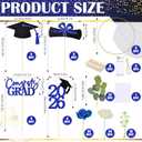 Yunsailing 8 Set 2026 Graduation Centerpiece Class of 2026 Table Photo Display Stand Decor with 8 Hoop Centerpiece 16 Toppers 48 Artificial Flowers and Leaves for Grad DIY Craft Party(White and Blue)