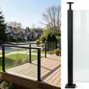 35.8" Glass Railing Post,End Glass Post & Handrail Bracket,Black