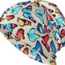 red Yellow Butterfly Slouchy Beanie Chemo Hat Cancer Headwear Knitted Hats Thin Running Skull Cap Nightcap for Women Men