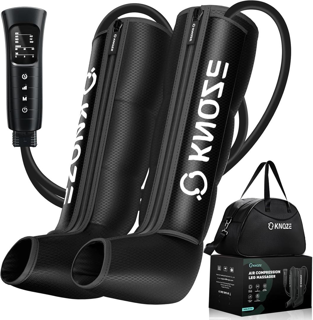 Leg Compression Massager for Circulation and Pain Relief, Air Compression Recovery System for Fast Recovery of Foot, Calf and Thigh, Relieve Edema, Reduce Muscle Fatigue, Gifts for Dad