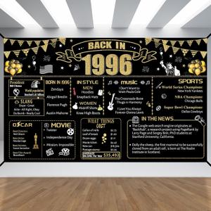 30th Decorative Cloth for Women or Men, Birthday Banner With Holes, Built-in White Ribbon 1996 30th Year for Her Him Old Happy Birthday Banner, OutdoorIndoor Bday Background Decor