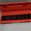 MIXPOWER 13 Pieces 3/8-Inch Drive Deep Impact Socket Set, 7mm to 19mm, CR-V, Metric, 6 Point, Deep, 13 Pieces 3/8" Dr. Socket