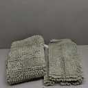 H.VERSAILTEX Sage Bathroom Rugs, Bath Mat Set of 2 Extra Thick Chenille Striped Pattern Shaggy Bath Rugs for Bath Room, Non Skid Bath Mats for Bathroom Floor (32 x 20 Plus 24 x 17 - Inches)