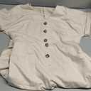 Acelitt Women Casual V Neck Short Sleeve Button Belted Wide Leg Jumpsuits,XL