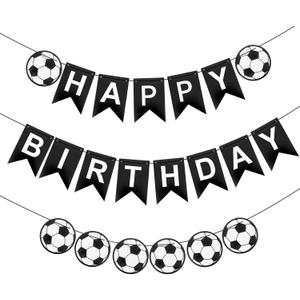 Soccer Birthday Banner, Soccer Party Decorations, Black and White, 6x8 Inches, Standard Banner, Indoor/Outdoor, RM Team Name