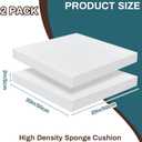 Frienda 2 Pack 2" x 20" x 20"Upholstery High Density Foam Cushion Replacement Square Cut to Size Foam Couch for Chair Couches Padding Shipping Packing DIY Cosplay Projects(White)