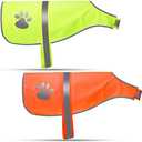 Geyoga 2 Pieces Dog Reflective Vest Adjustable Dog Safety Service Vest Pet High Visibility Apparel Pet Jacket Clothes Safeguard for Hunting Outdoor Walking Night(L, Blaze Orange, Fluorescent Yellow)