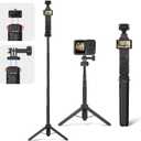 Osmo Pocket 3 Tripod for Action Camera, Mini Table Desk Extendable Tripod Stand Small Handheld Selfie Stick with Quick Release 1/4'' Screw Vlog for DJI Action 5 Pro for Insta360 X4 X5 X3 Accessories