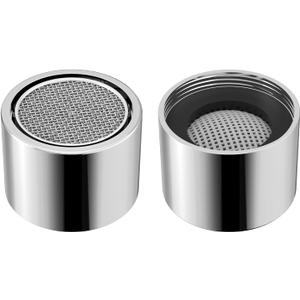 Faucet Aerator Female, Bathroom Sink Aerator, Chrome Brass Shell 55/64in 22mm Faucet Filter with Gasket for Kitchen Bathroom Silver(2 Pcs)