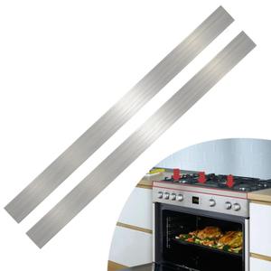 2 Pcs 304 Stainless Steel Strips, Brushed Self Adhesive Strip Metal Trim Strip, Finishing Sheet Metal Strip for Microwave/Oven/Cooktop, 30" Long, 2.5" Wide Gap Filler for Kitchen Decor-Silver
