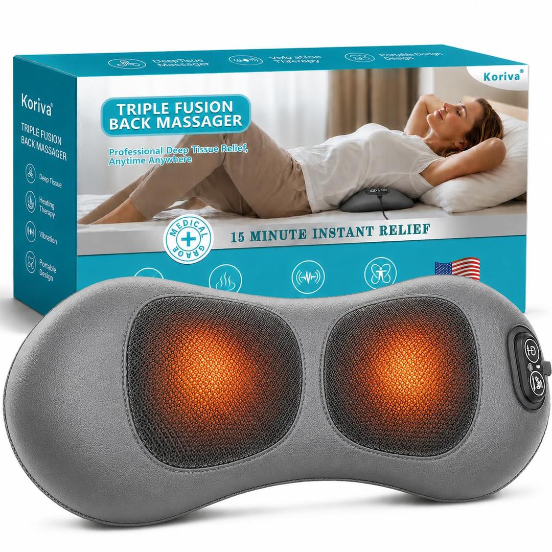 2026 Upgraded 3-in-1 Spine Support Pillow for Sciatica Pain & Lower Back Pain Relief, Triple Fusion Back Massager with Heat, Vibration & Airbag Stretching,Black