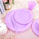 KIRE 150 PCS Purple Plastic Plates - Purple Dinnerware Set Disposable 25 Dinner & 25 Salad Plates 25Forks 25Knives 25Spoons 25Clear Cups for Birthday/Baby Shower/Easter/Spring