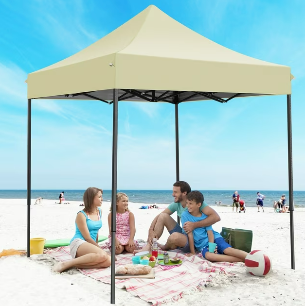 HOTEEL 6.5x6.5 FT Pop up Canopy, Waterproof Commercial Canopy Tent,Outdoor Garden Gazebo, with Carry Bag,Khaki