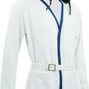 Christmas Vacation Cousin Eddie Costume Role Play White Robe Belt with Trapper Hat for Men Halloween Party (White)