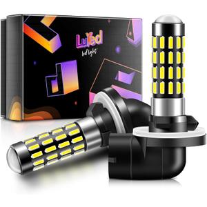 LUYED 2000 Lumens Super Bright 4014 51-EX Chipsets 881 886 889 H28 888 894 896 898 LED Bulbs with Projector for Fog Lights,Xenon White,Pack of 2
