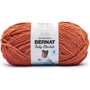 Bernat Baby Blanket Terracotta Yarn - 1 Pack of 300g/10.5 oz - 100% Polyester - #6 Super Bulky - 220 Yards - Knitting/Crochet